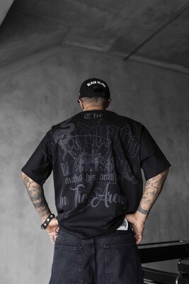 Studded & Printed Washed Grey Oversized T-Shirt 1856_Kopya(1) - Thumbnail (2)