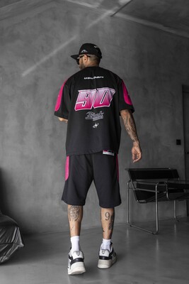 Summer Shorts & Tee Set Black Pink 1873-74 - Thumbnail (4)