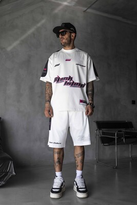 Black Island - Summer Shorts & Tee Set White Black 1873-74