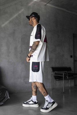 Black Island - Summer Shorts & Tee Set White Black 1873-74 (1)