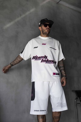 Summer Shorts & Tee Set White Black 1873-74 - Thumbnail (2)