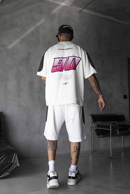 Summer Shorts & Tee Set White Black 1873-74 - Thumbnail (3)