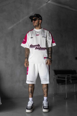 Black Island - Summer Shorts & Tee Set White Pink 1873-74