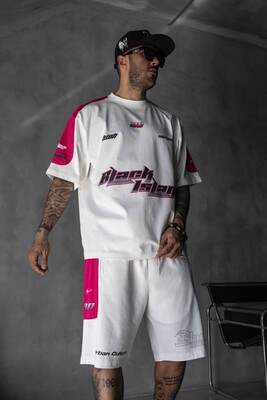 Black Island - Summer Shorts & Tee Set White Pink 1873-74 (1)