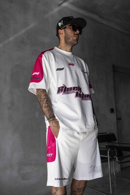 Summer Shorts & Tee Set White Pink 1873-74 - Thumbnail (2)