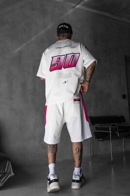 Summer Shorts & Tee Set White Pink 1873-74 - Thumbnail (4)