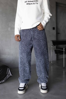 TEXTURED BLUE BAGGY JEANS 17012 - Thumbnail (2)