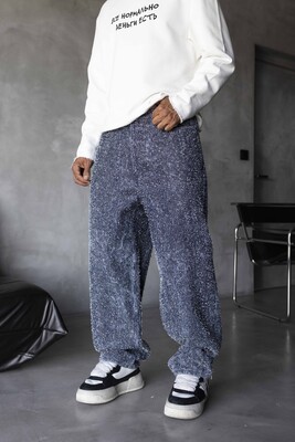 Black Island - TEXTURED BLUE BAGGY JEANS 17012 (1)