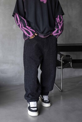 Black Island - TEXTURED BLACK BAGGY JEANS 17014 (1)