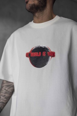 THE WORLD IS YOURS PRINTED T-SHIRT WHITE 1833 - Thumbnail (2)