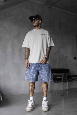 Black Island - Vintage Angel Print Oversized Grey T-Shirt 1862