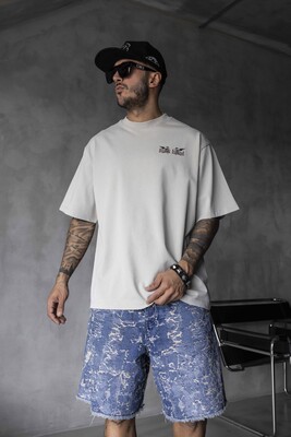 Black Island - Vintage Angel Print Oversized Grey T-Shirt 1862 (1)