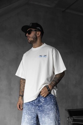 Black Island - Vintage Angel Print Oversized White T-Shirt 1862 (1)
