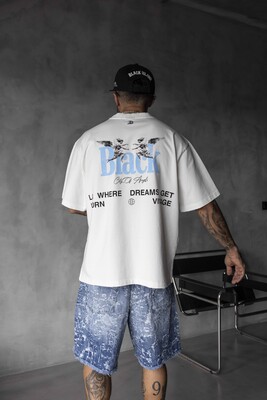 Vintage Angel Print Oversized White T-Shirt 1862 - Thumbnail (3)