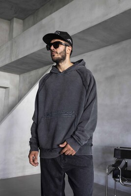 Black Island - Washed Hooded Sweatshirt Black 1920 (1)
