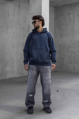 Black Island - Washed Hooded Sweatshirt Blue 1920