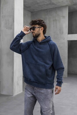 Black Island - Washed Hooded Sweatshirt Blue 1920 (1)