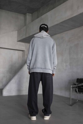 Washed Hooded Sweatshirt Gray 1920 - Thumbnail (3)