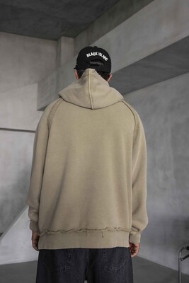 Washed Hooded Sweatshirt Khaki 1920 - Thumbnail (3)