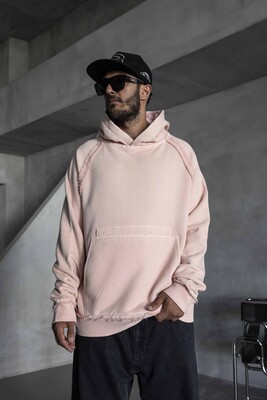 Washed Hooded Sweatshirt Pink 1920 - Thumbnail (2)