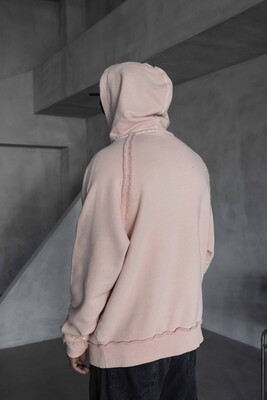 Washed Hooded Sweatshirt Pink 1920 - Thumbnail (3)