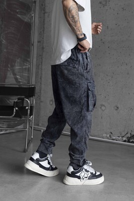 Washed Jogger Pants Blue 16650 - Thumbnail (3)