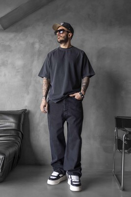 WASHED T-SHIRT BLACK 1814 - Thumbnail (3)