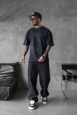 WASHED T-SHIRT BLACK 1818 - Thumbnail (2)