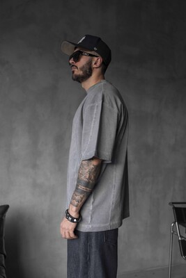 WASHED T-SHIRT GRAY 1821 - Thumbnail (2)