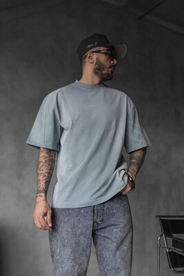 WASHED T-SHIRT LIGHT BLUE 1821 - Thumbnail (2)