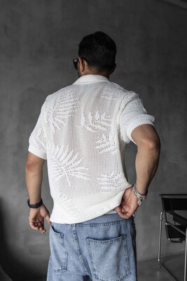WHITE POLO COLLAR KNITWEAR KRN1005 - Thumbnail (2)